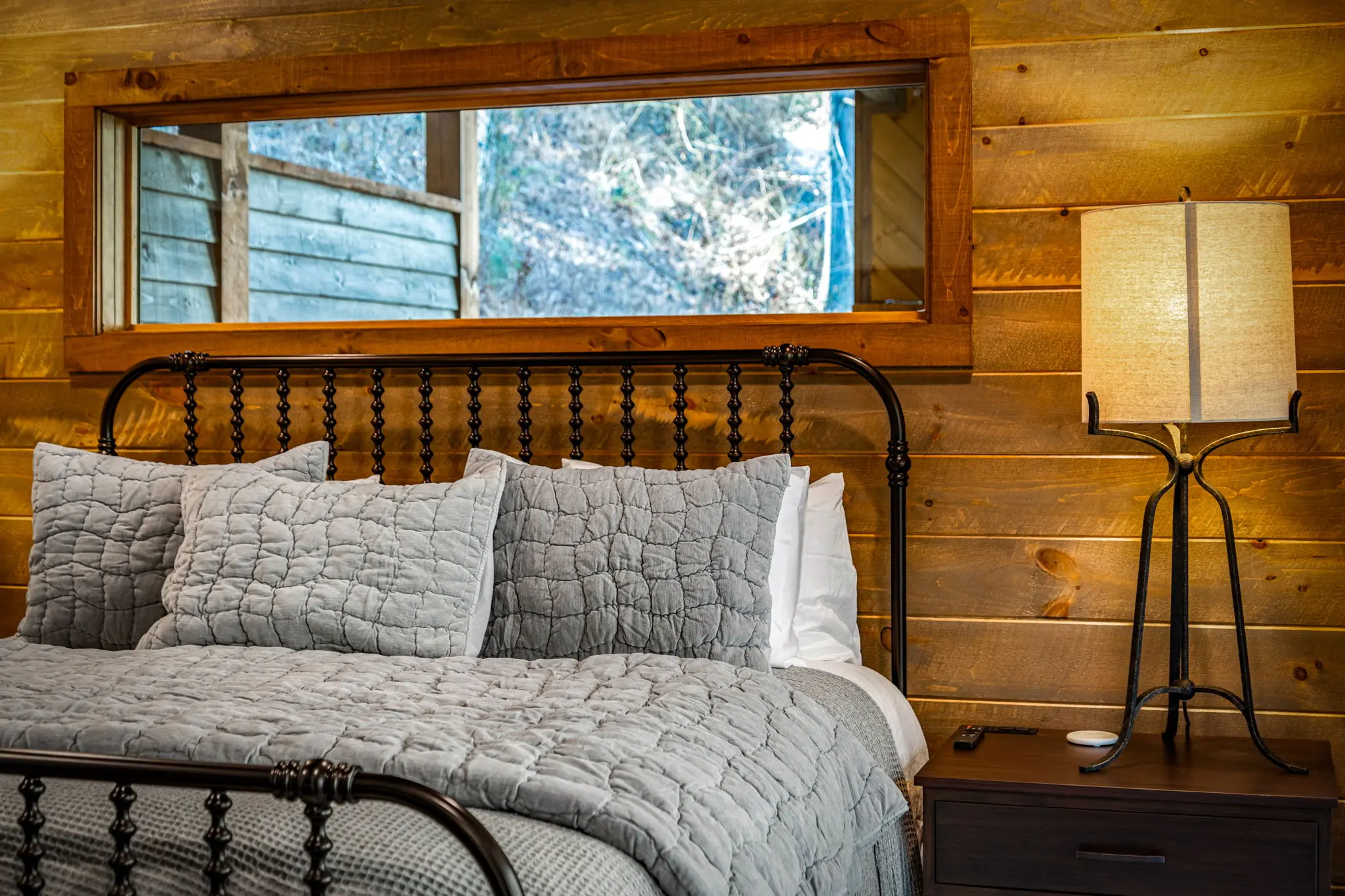 A retro stylish look for the lower primary bedroom.