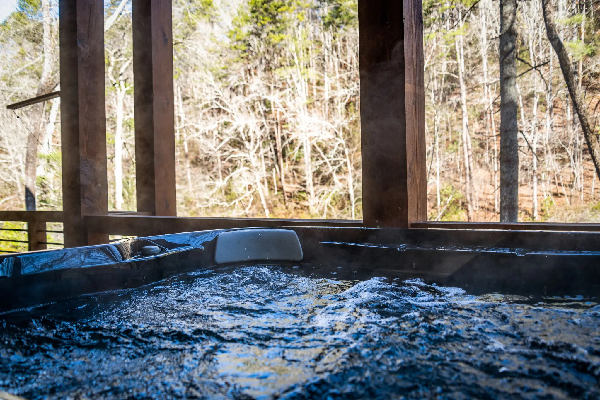 Relaxing views while immersed in the hot tub.