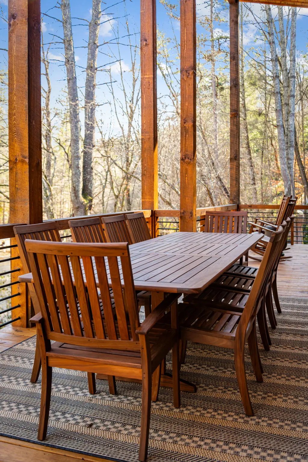 Upper balcony dining for the whole crew.